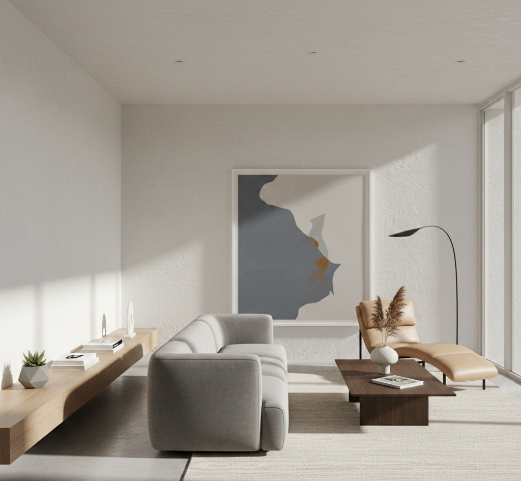 Minimalist interior with clean lines and natural light